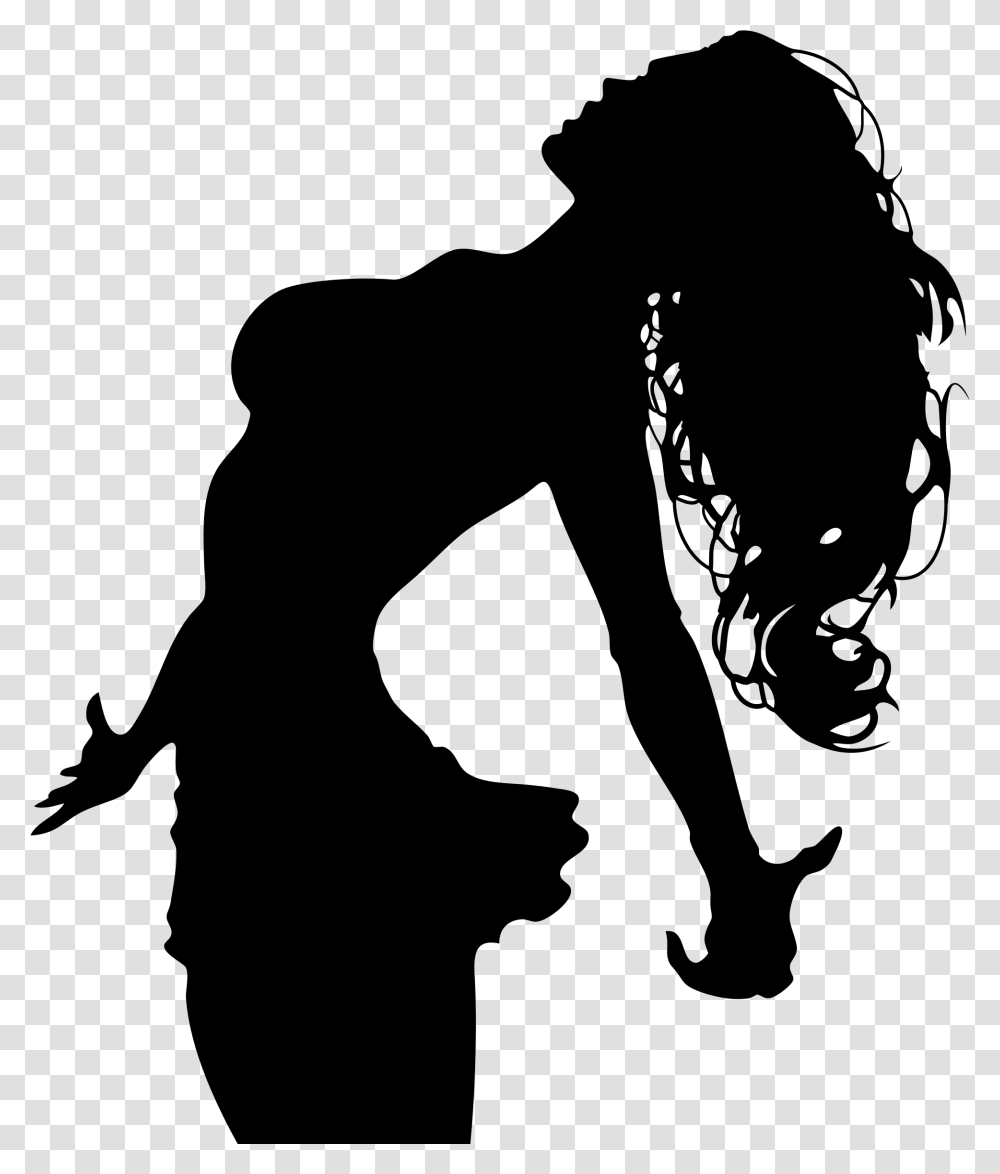 T Shirt Silhouette Woman Clip Art Long Haired Woman Silhouette, Gray, World Of Warcraft Transparent Png
