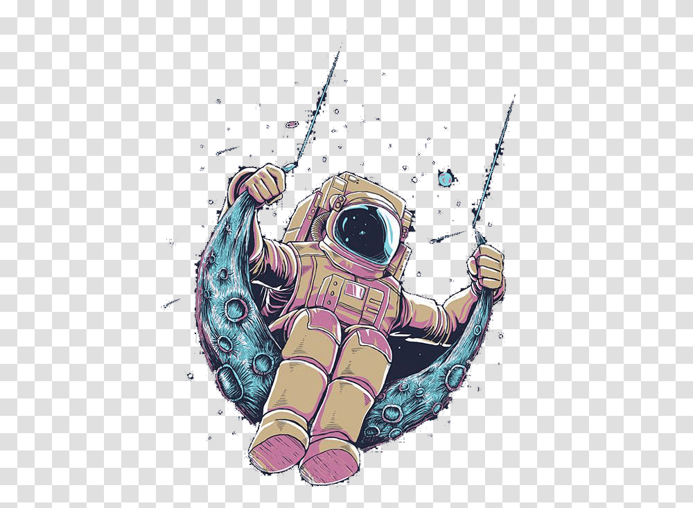 T Shirt Visual Astronaut Arts Drawing Hq Image Free Astronaut Swinging On Moon, Person, Human, Helmet Transparent Png