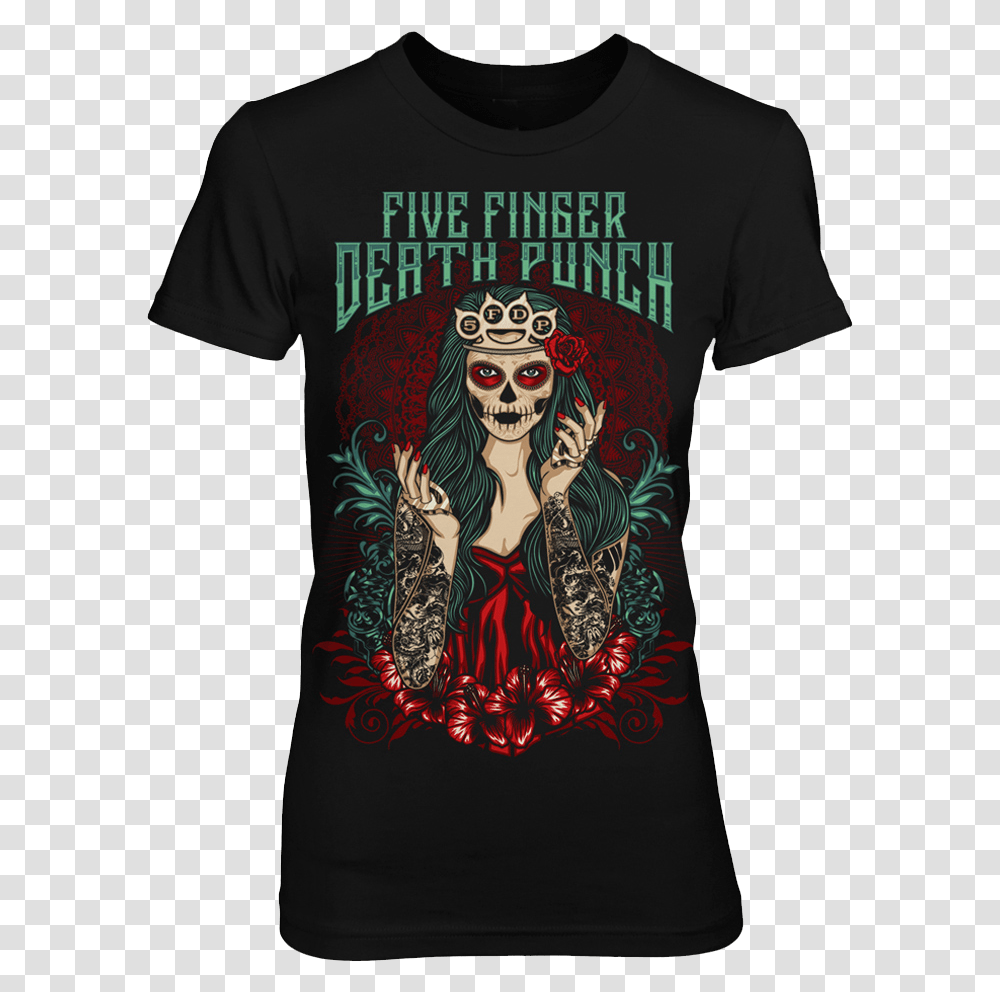 T Shirts Five Fingers Death Punch Lady Muerta, Apparel, T-Shirt, Person Transparent Png