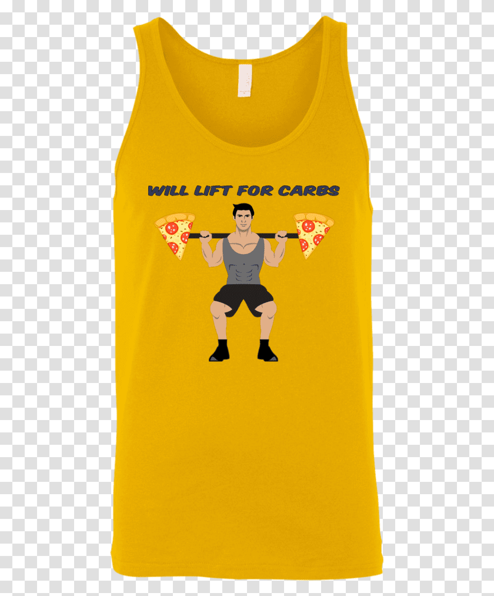 T Shirts Gold X Small Will Lift For Carbs Tank Top Active Tank, Person, Sleeve, T-Shirt Transparent Png
