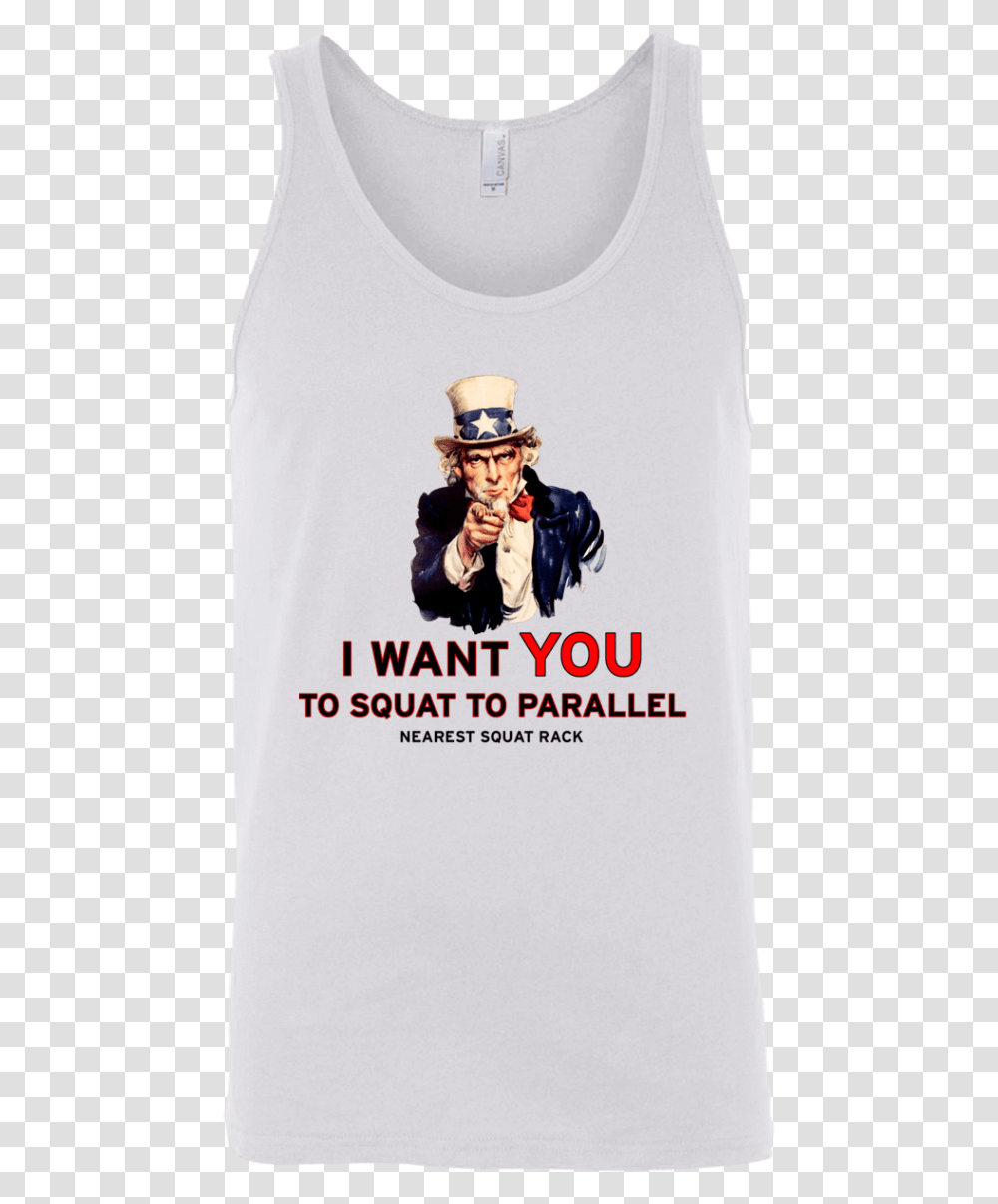 T Shirts White X Small Uncle Sam Tank TopquotClass Uncle Sam, Person, Sleeve, Advertisement Transparent Png