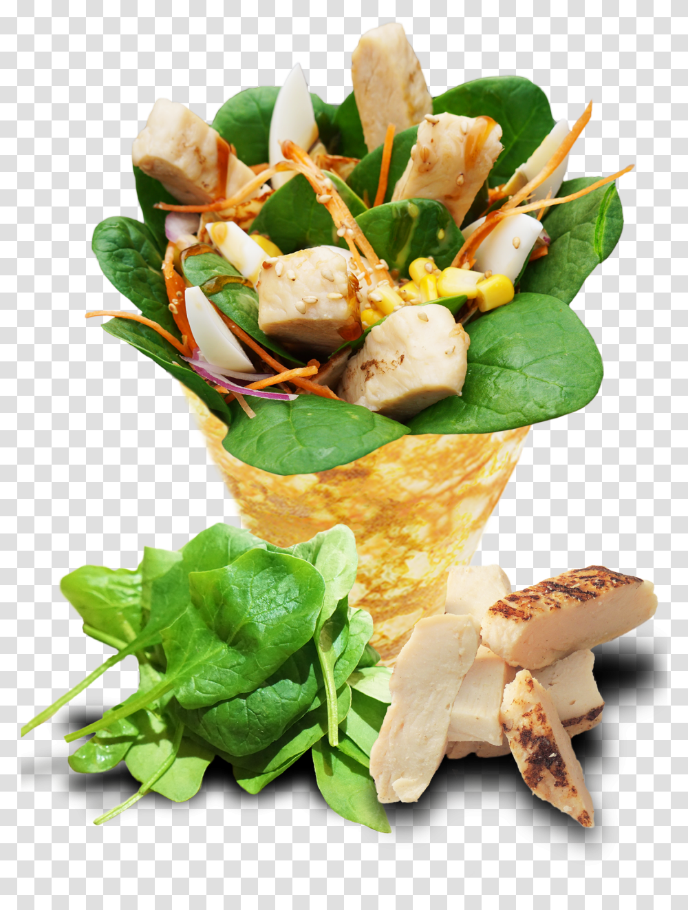 T Swirl Crepe Chicken Teriyaki, Plant, Food, Salad, Sandwich Wrap Transparent Png