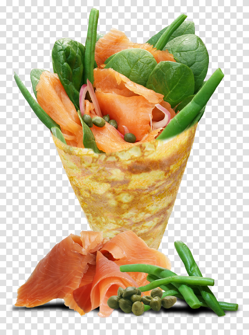 T Swirl Crepe Smoked Salmon, Plant, Food, Vegetable, Produce Transparent Png