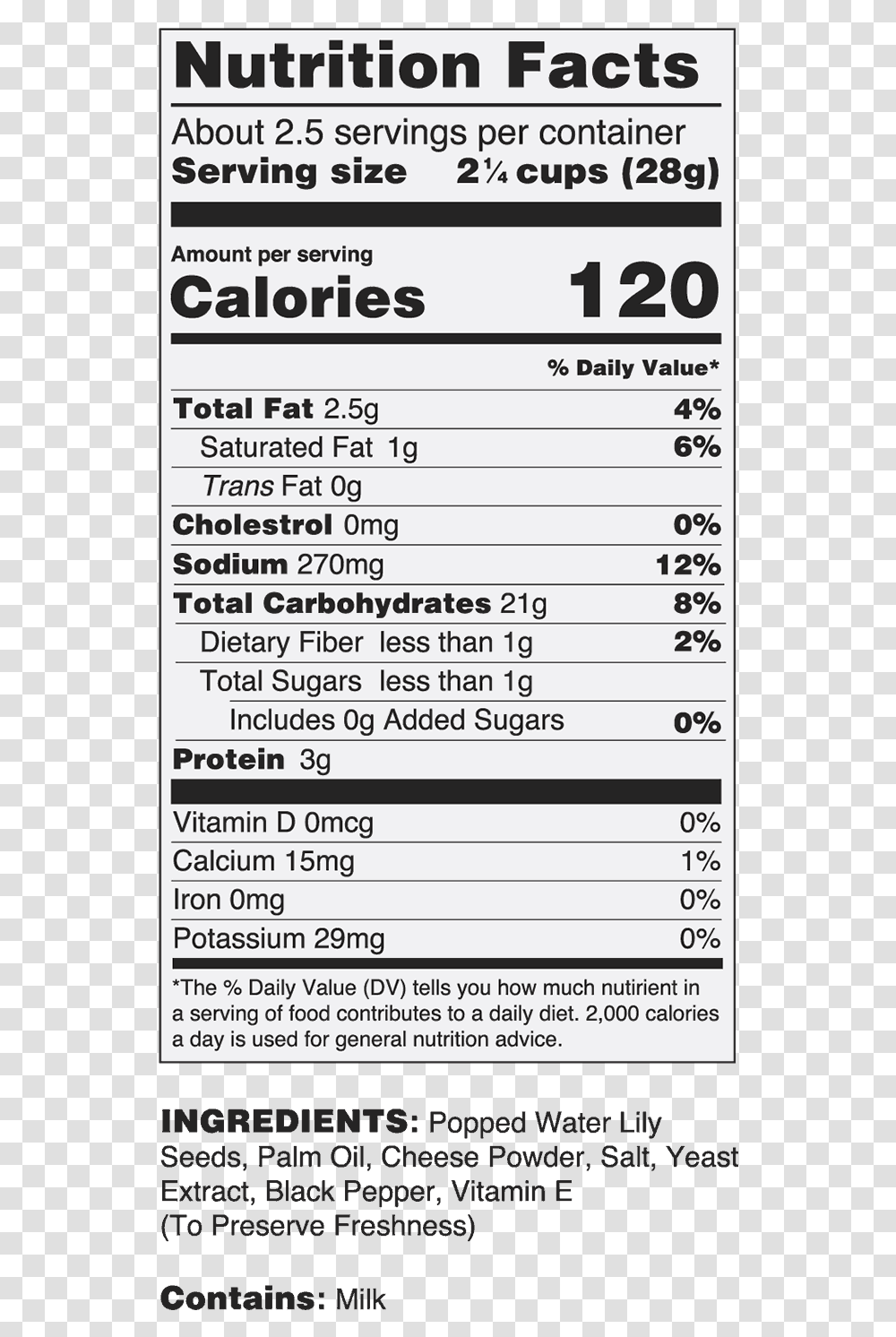Taali White Cheddar Water Lily Pops Nutrition Label Rxbar Nutrition Facts, Word, Number Transparent Png