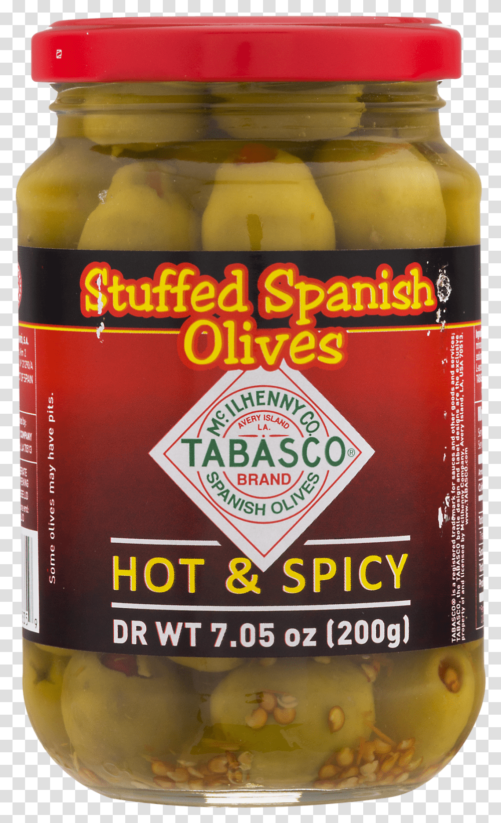 Tabasco Brand Hot Amp Spicy Stuffed Spanish Olives, Relish, Food, Pickle, Beer Transparent Png