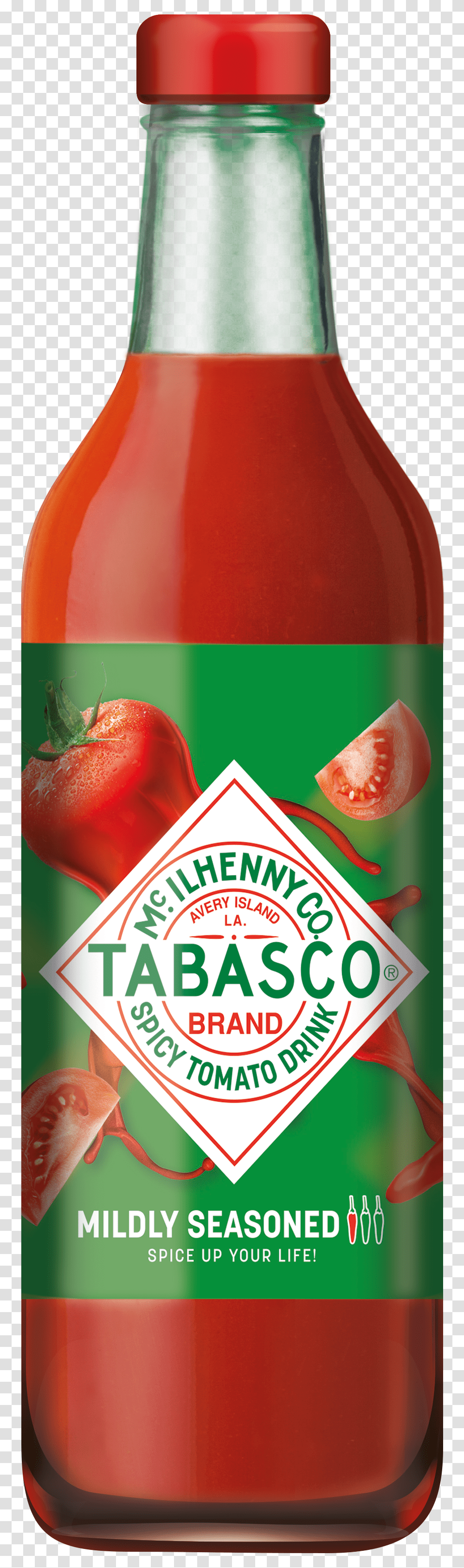 Tabasco Tabasco Spicy Tomato Drink, Ketchup, Food, Plant, Label Transparent Png