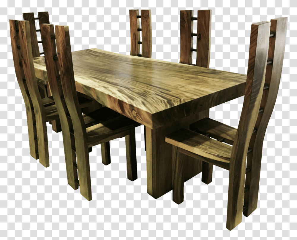 Table And Chairs Live Edge Suar Table On Wooden Kitchen Amp Dining Room Table, Tabletop, Furniture, Dining Table, Plywood Transparent Png