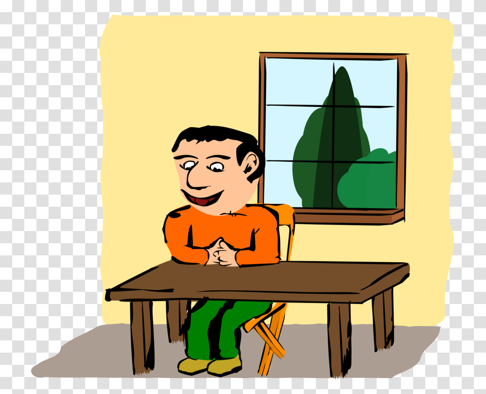 Table Furniture Chair Kitchen Sitting, Person, Outdoors, Drawing Transparent Png