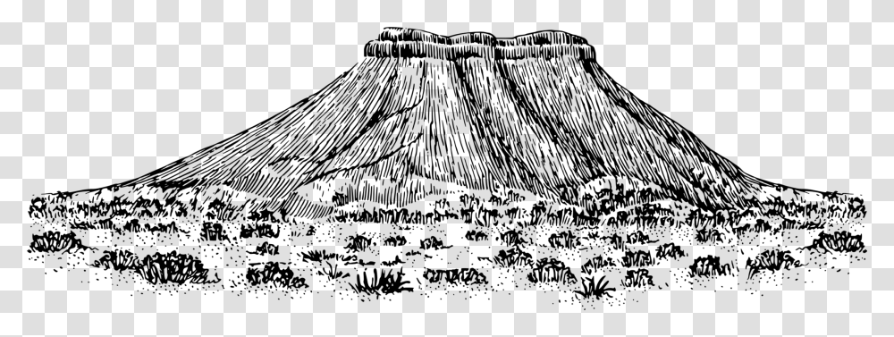 Table Mountain Black And White Drawing Plateau Cc0 Plateau Drawing, Gray, World Of Warcraft Transparent Png