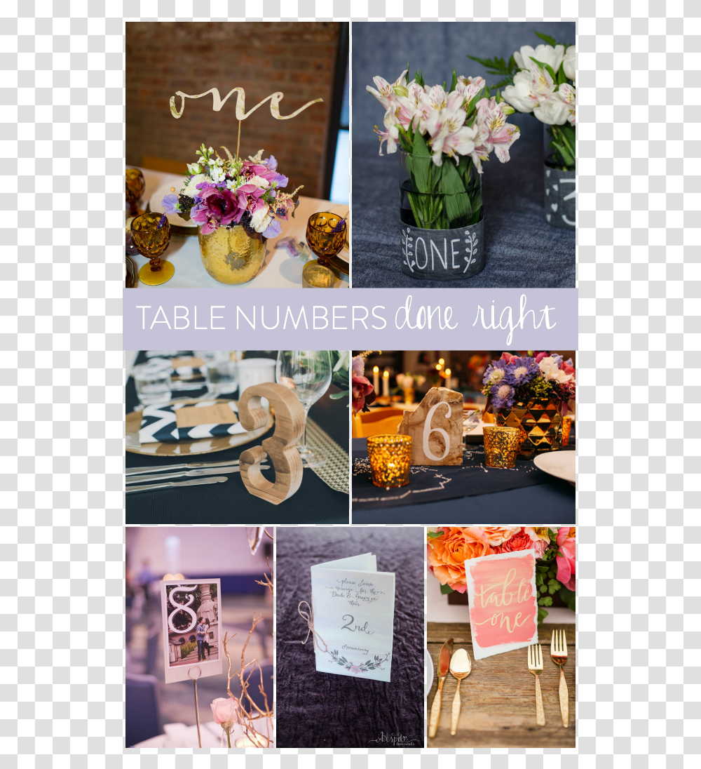 Table Numbers Done Right Perfect For Events Or Weddings, Plant, Flower, Collage, Poster Transparent Png