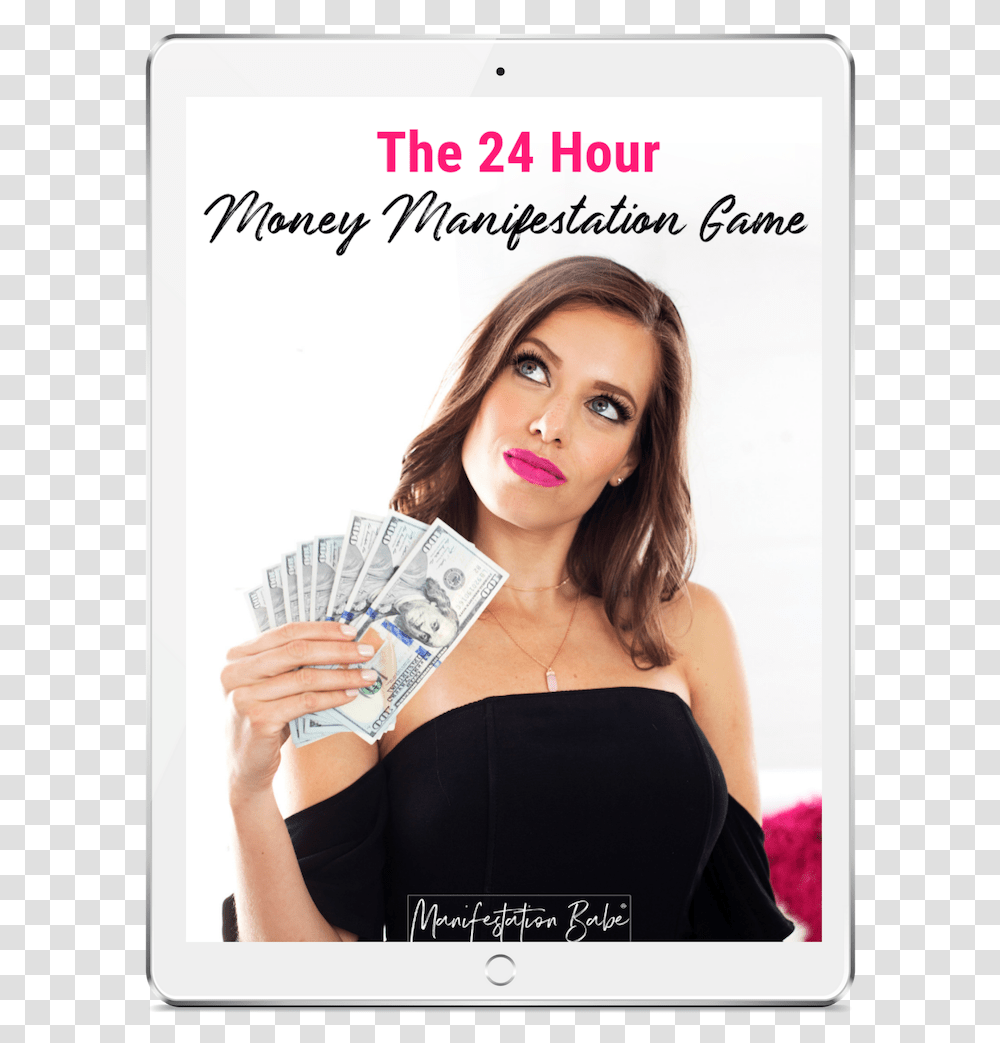 Tablet 24 Hour Money Manifestation Game, Person, Female, Woman, Face Transparent Png