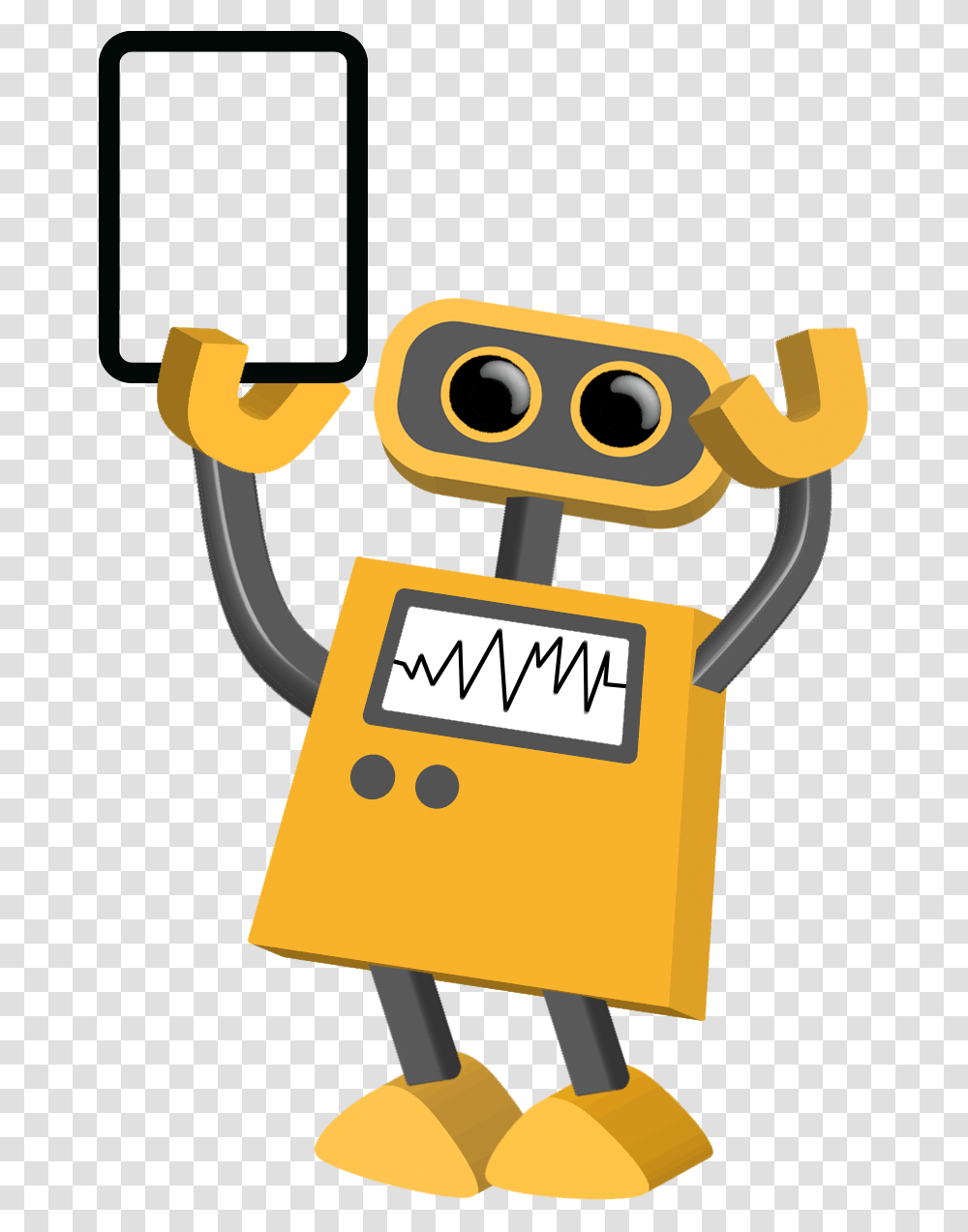 Tablet In Right Hand Cartoon Robot, Light Transparent Png