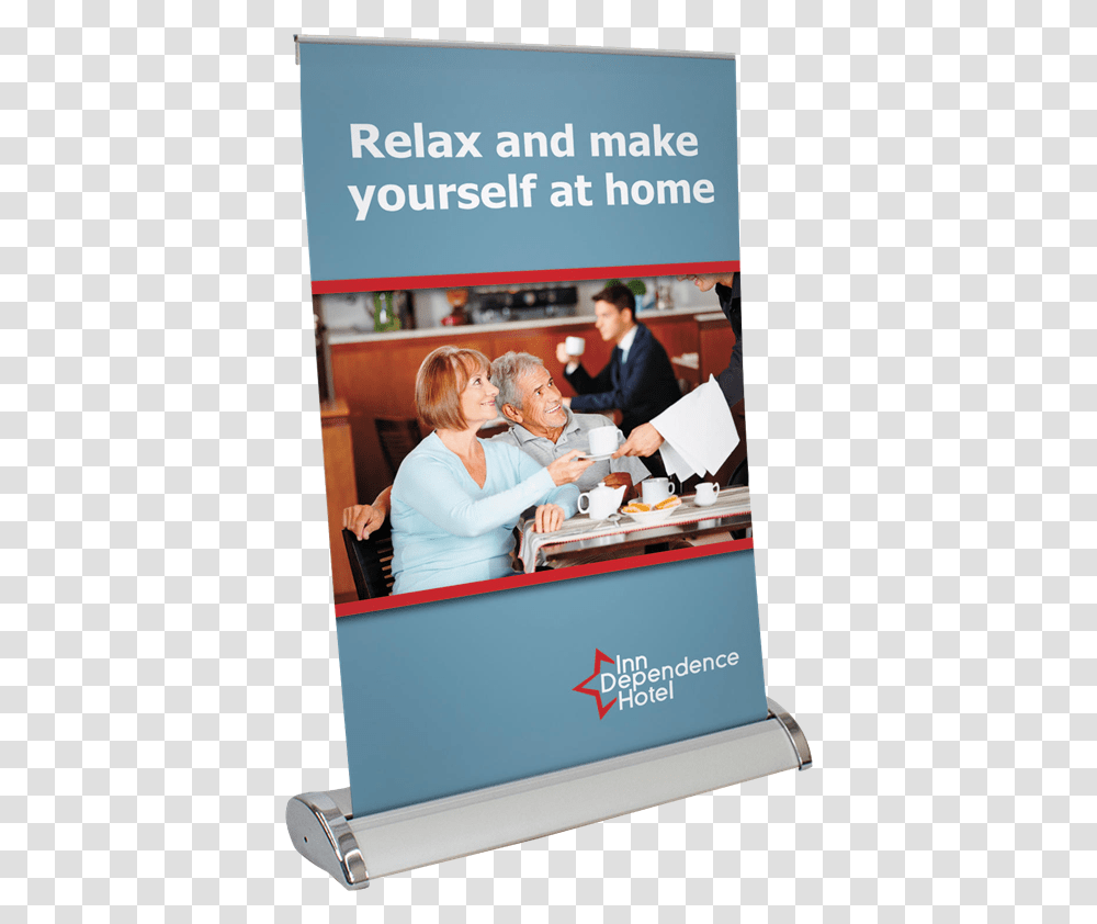 Tabletop Retractable Banner 15.75 X, Person, Restaurant, Cafeteria, Sitting Transparent Png