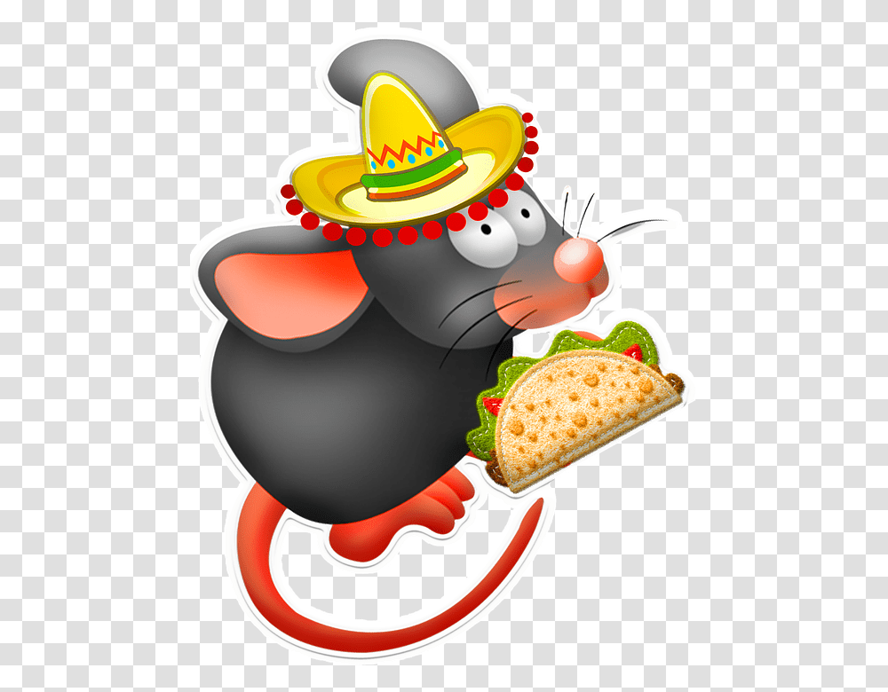 Taco Mouse Taco Mouse Sombrero Mexican Mice Mouse In Sombrero Cartoon, Apparel, Birthday Cake, Dessert Transparent Png