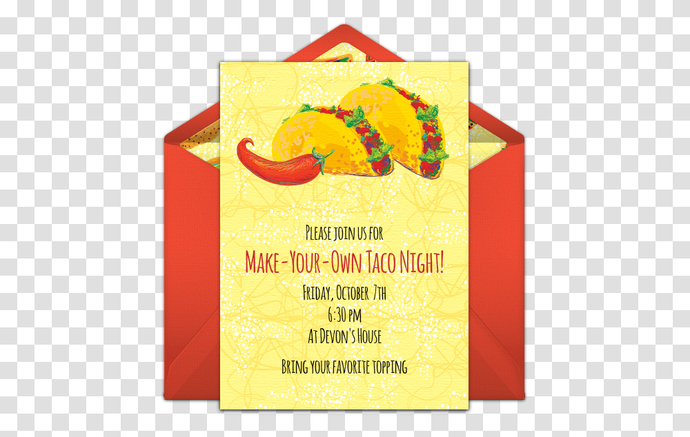Taco Party Invitation Template Free, Advertisement, Poster, Flyer, Paper Transparent Png