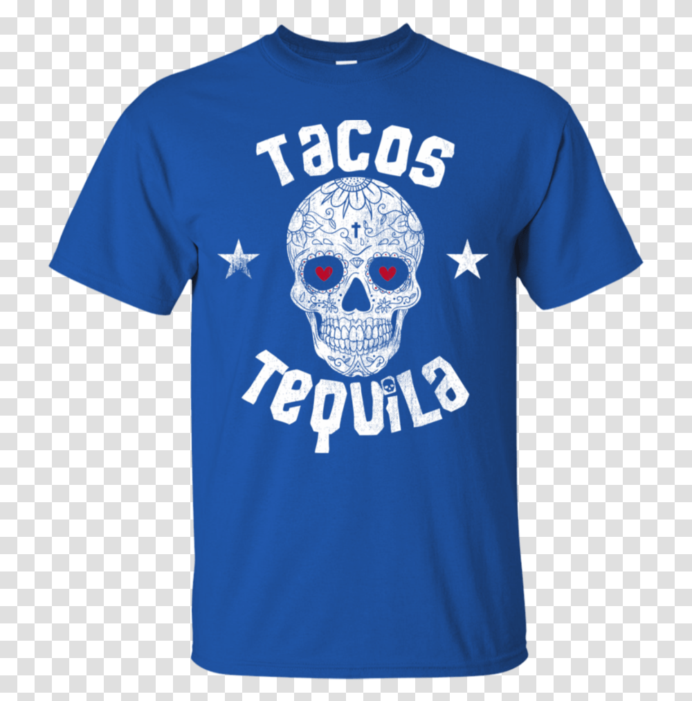 Tacos Tequila Day Of The Dead Sugar Skull Halloween Skull, Apparel, T-Shirt, Person Transparent Png