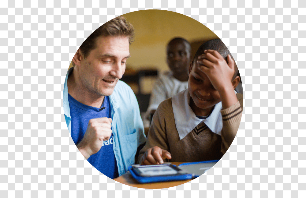 Tad Hills Reading With A Girl In Ghana Event, Person, Human, Electronics, Computer Transparent Png