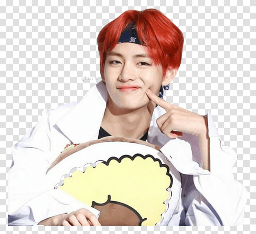 Tae Taehyung Bts Kpop Kpopedits Edit Cute Aesthetic Bts V With Bandana Smile, Costume, Person, Face Transparent Png