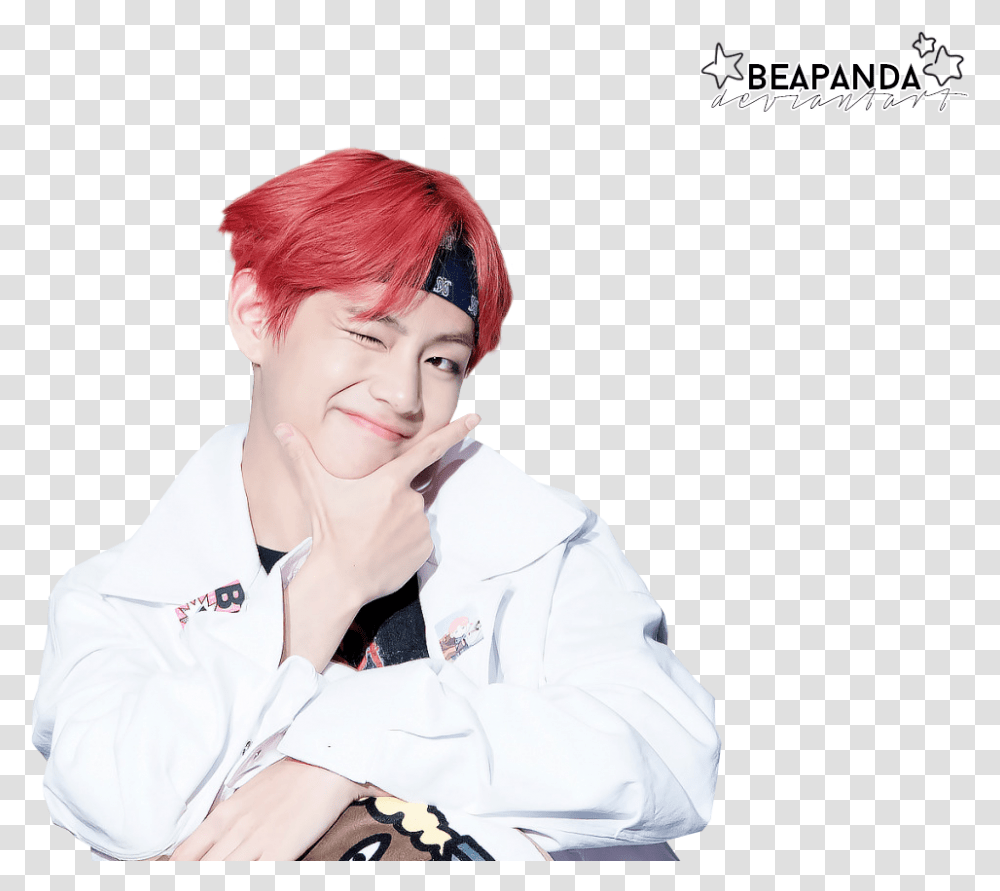 Taehyung And Bts Image Bts V Red Hair, Person, Chair, Lab Coat Transparent Png