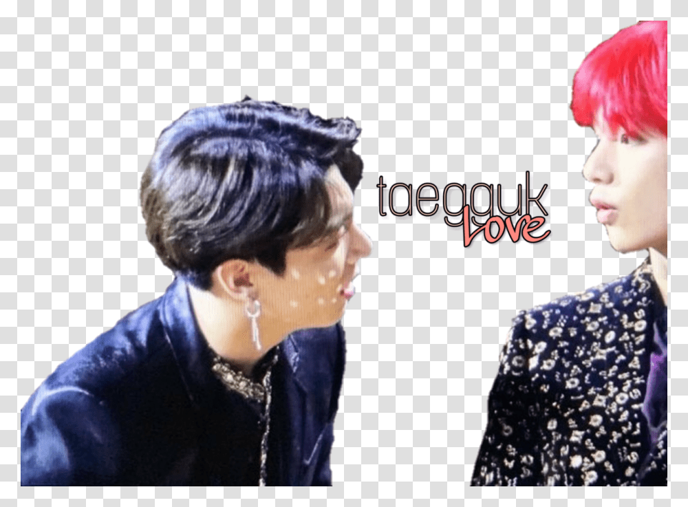 Taehyung And V Image Red Hair, Person, Face, Dating, Female Transparent Png
