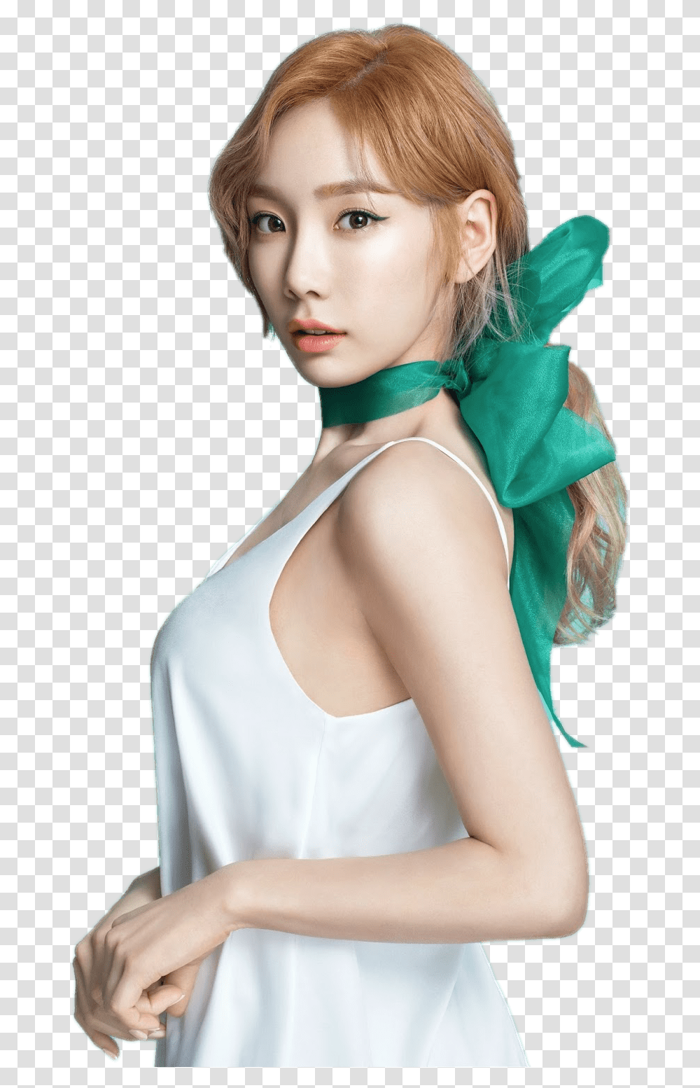 Taeyeon Green Bow Taeyeon, Costume, Person, Evening Dress Transparent Png