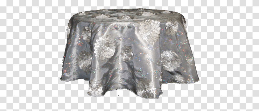 Taffeta Applique With Sequins Tablecloth, Lace, Aluminium Transparent Png