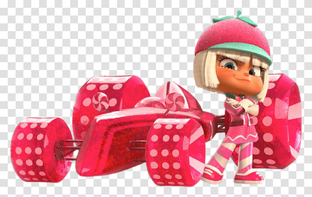Taffyta Muttonfudge With Her Speedcar Wreck It Ralph Sugar Rush Taffyta, Person, Human, Toy, Doll Transparent Png