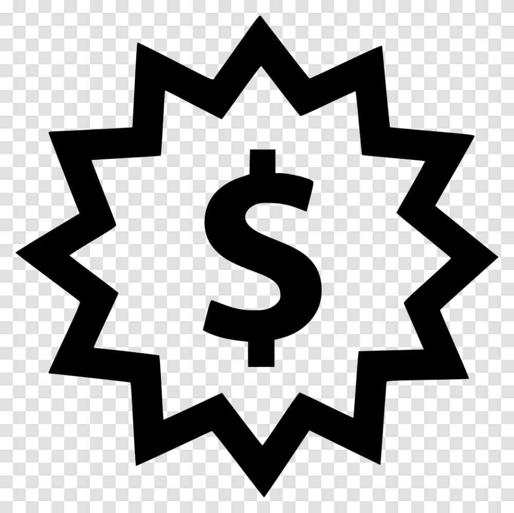 Tag Dollar Sign Savings Save Now Open Icon, Cross, Star Symbol, Stencil Transparent Png