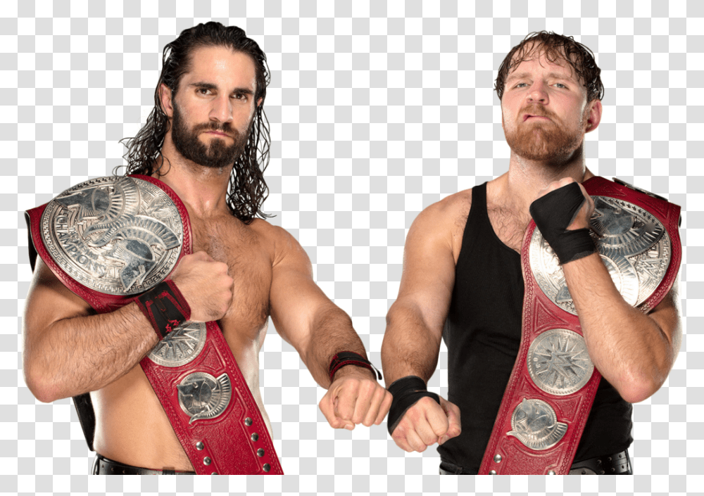 Tag Team Championship Raw Tag Team Champions Dean Ambrose And Seth Rollins, Person, Human, Skin, Hand Transparent Png