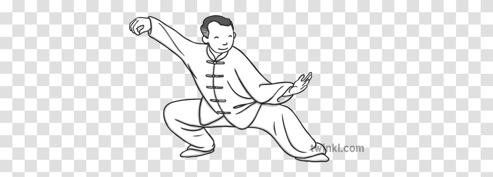 Tai Chi Black And White Illustration Twinkl Martial Artist, Sport, Sports, Stencil, Martial Arts Transparent Png