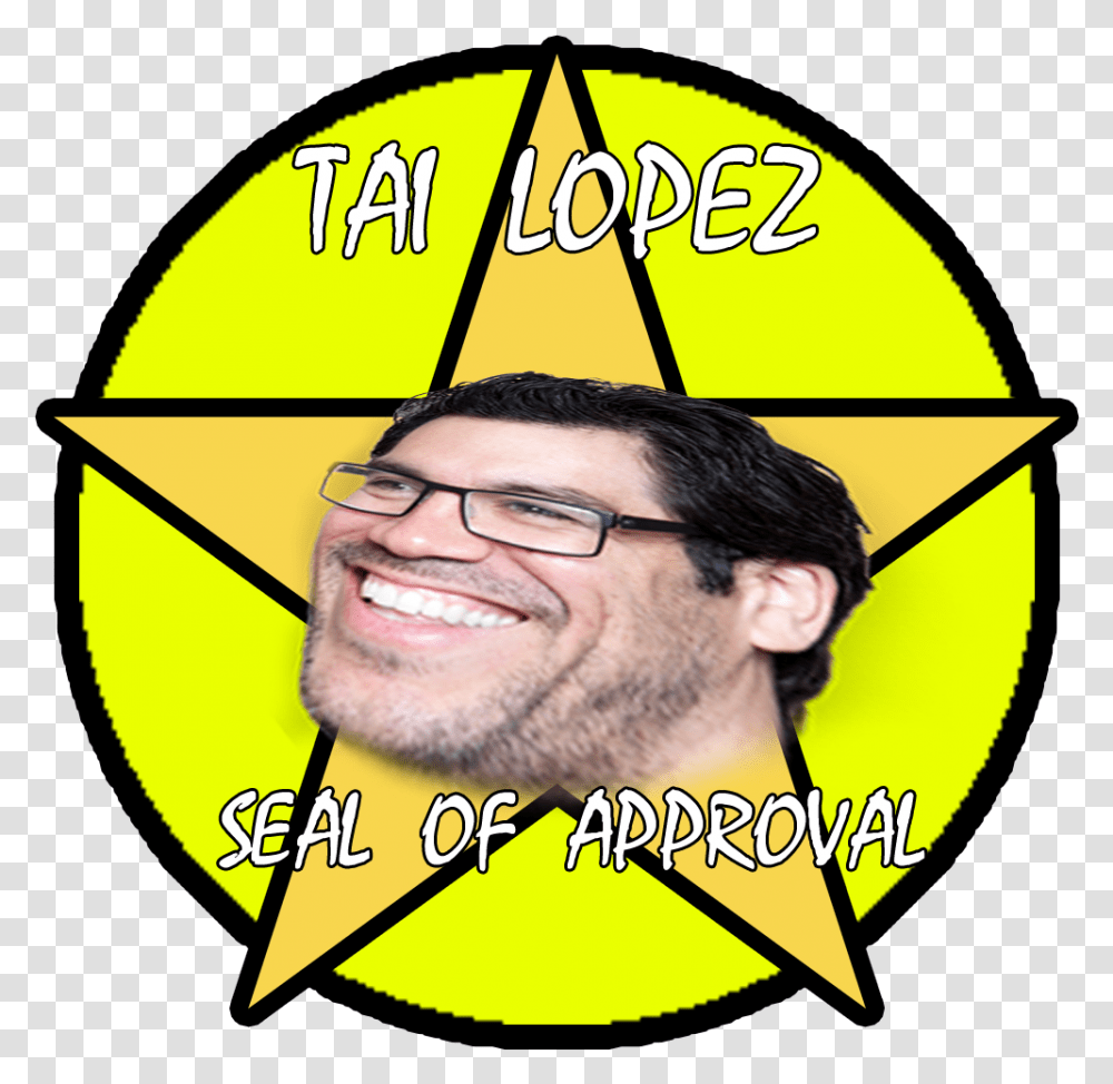 Tai Lopez Seal Of Aprroval Cool Simple Pentagram Designs, Glasses, Accessories, Person, Logo Transparent Png