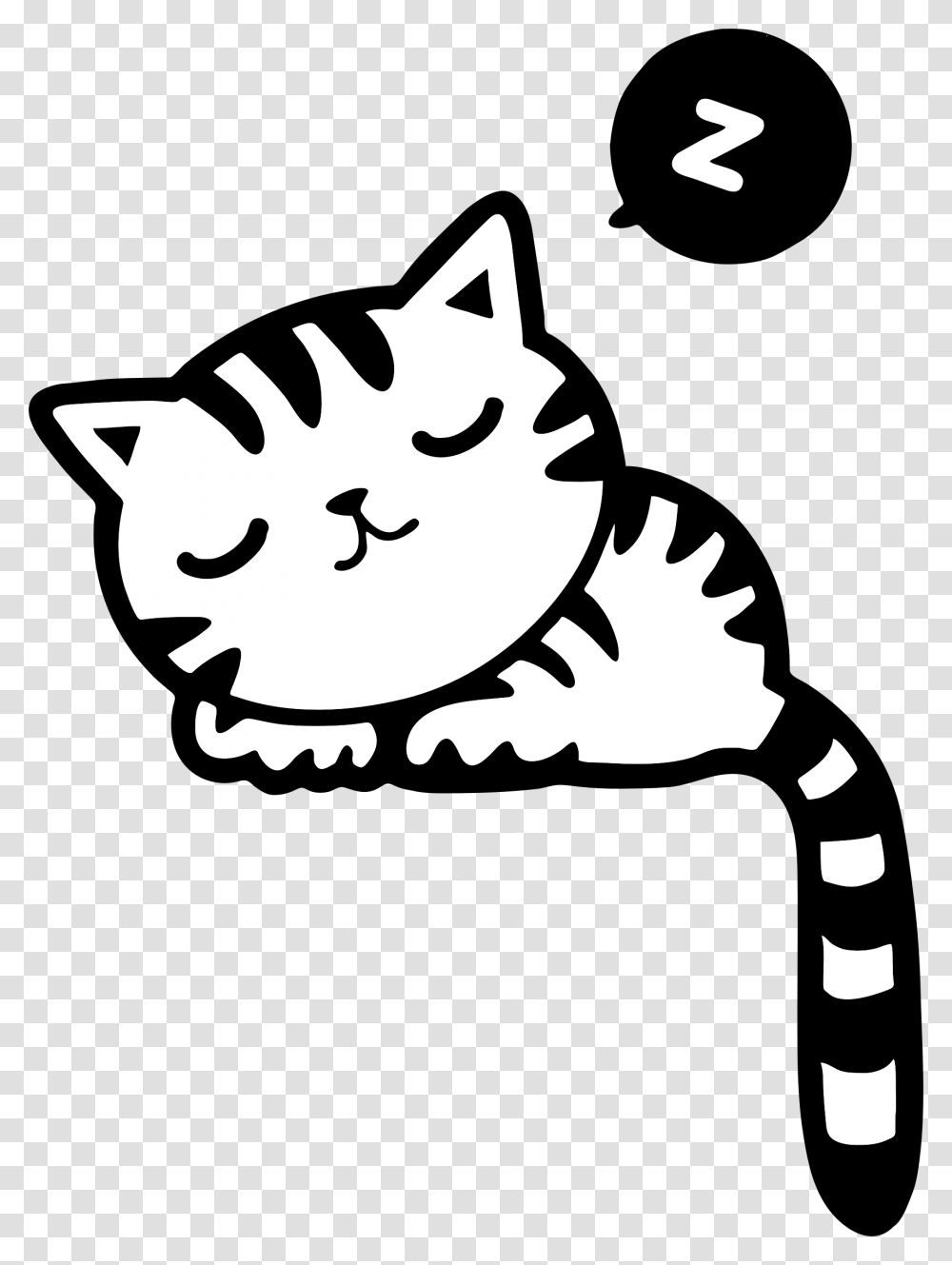 Tail Clipart Sleepy Cat, Stencil, Poster, Advertisement Transparent Png