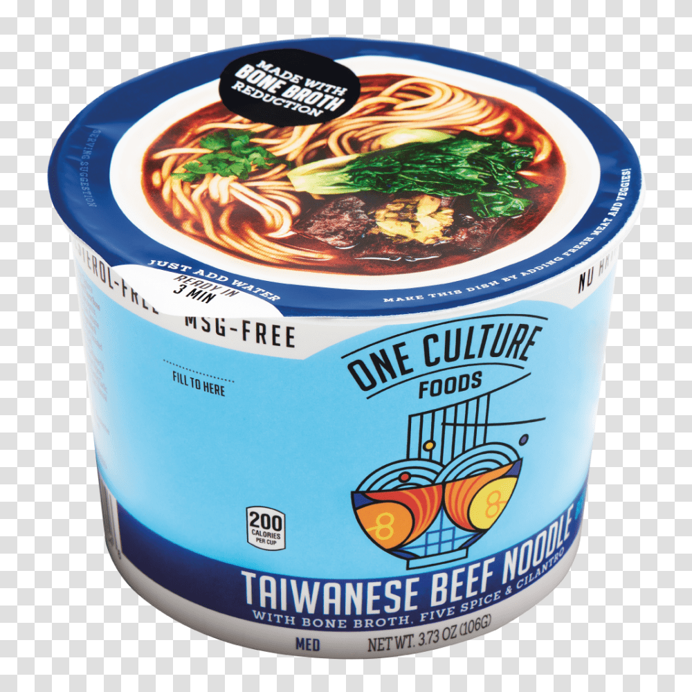 Taiwanese Beef Noodle Tray Of One Culture Foods, Dessert, Tin, Label Transparent Png