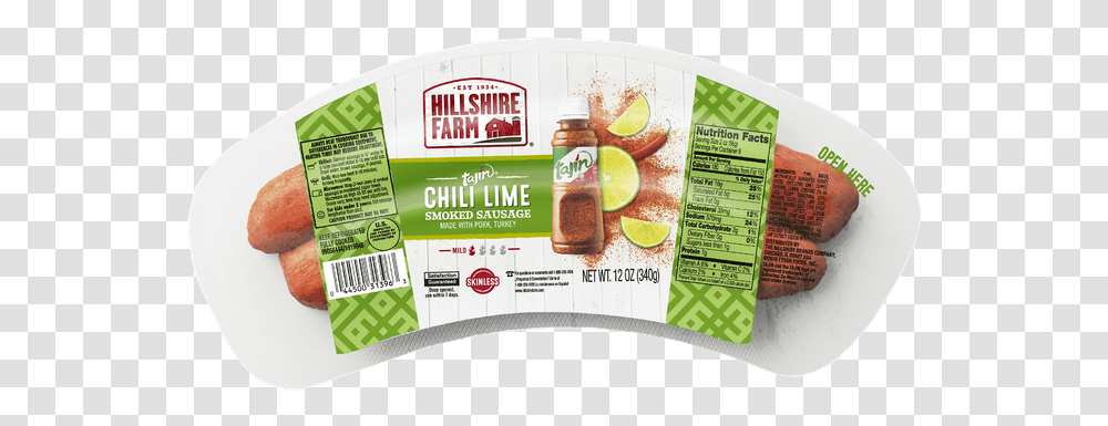 Tajin Chili Lime Smoked Sausage Hillshire Farm Brand Pepperoni, Plant, Label, Text, Food Transparent Png