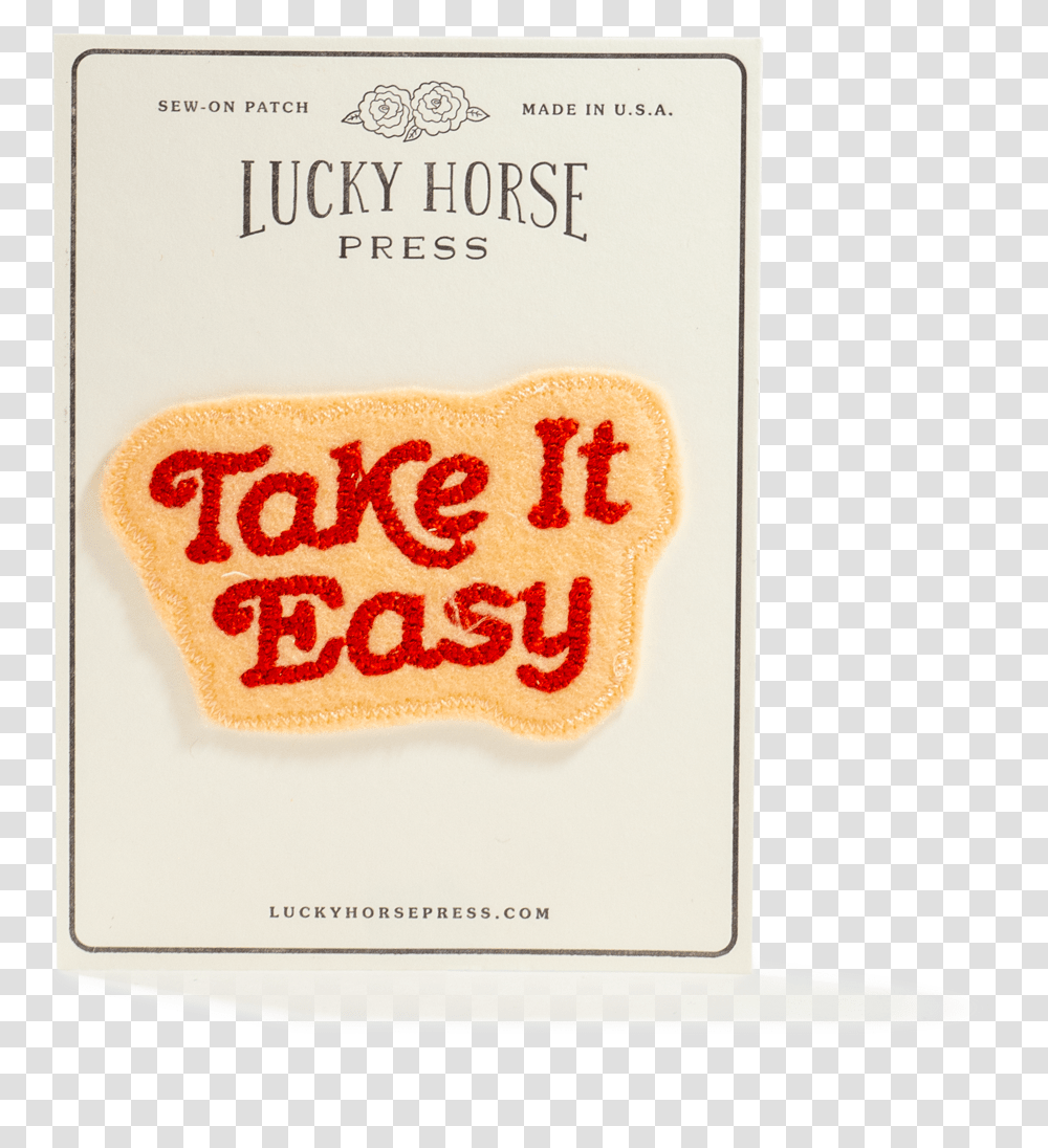 Take It Easy Chain Stitched PatchClass Lazyload, Label, Book, Novel Transparent Png