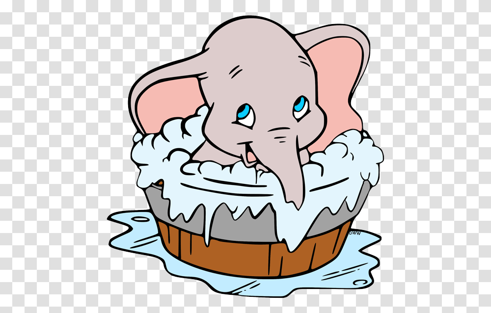 Taking A Bath Clipart Disney Dumbo Coloring Page, Cupcake, Cream, Dessert, Food Transparent Png