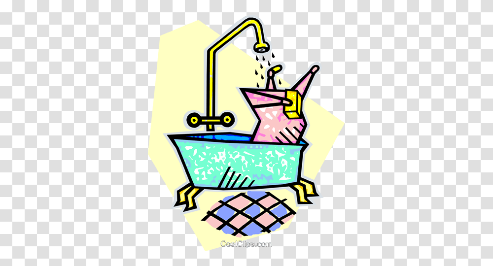 Taking A Bath Royalty Free Vector Clip Art Illustration, Water, Washing, Performer, Angler Transparent Png