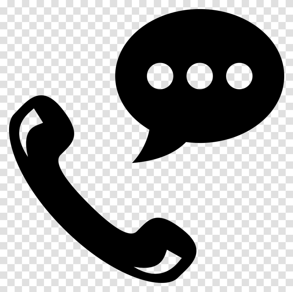 Talking By Phone Auricular Symbol With Speech Bubble, Stencil, Smoke Pipe, Hook Transparent Png