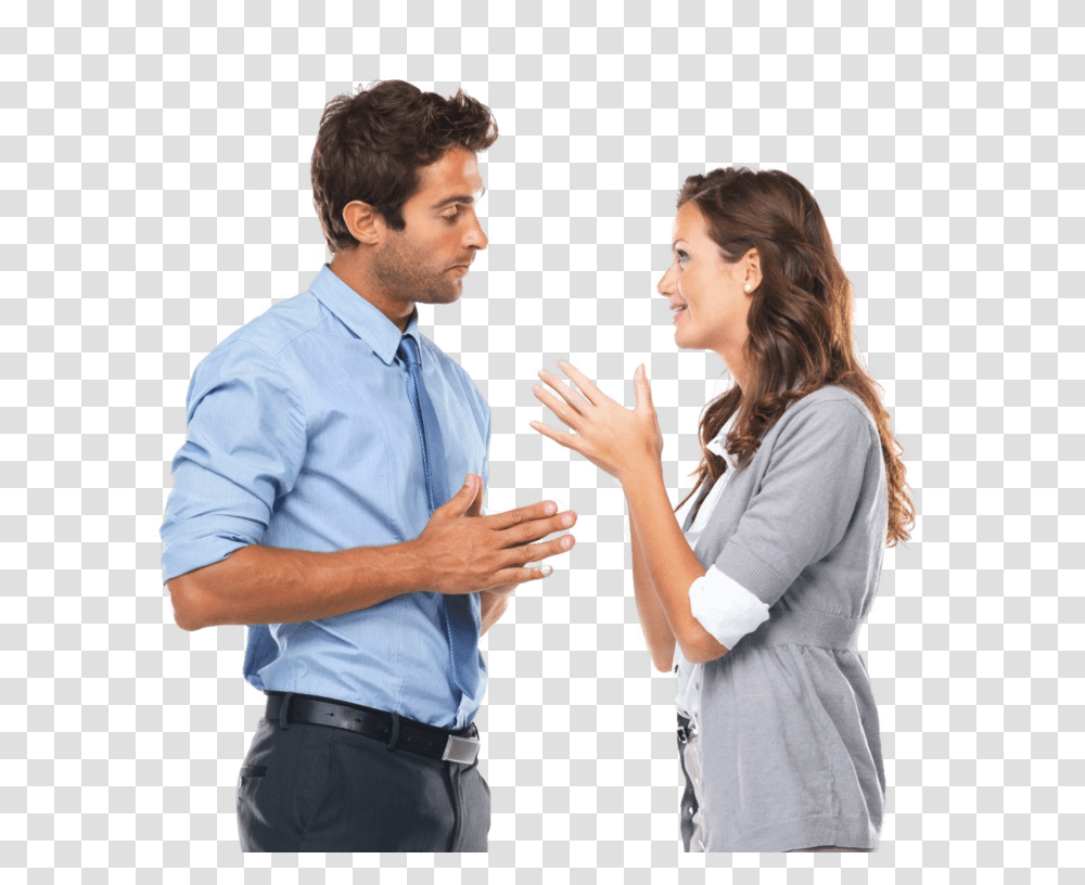 Talking With Client Two People Talking To Each Other, Person, Shirt, Sleeve Transparent Png