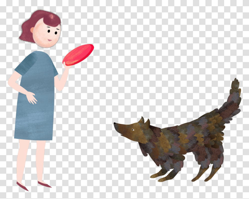 Tame The Beast Lady With Frisbee2 Illustration, Lizard, Reptile, Animal, Person Transparent Png