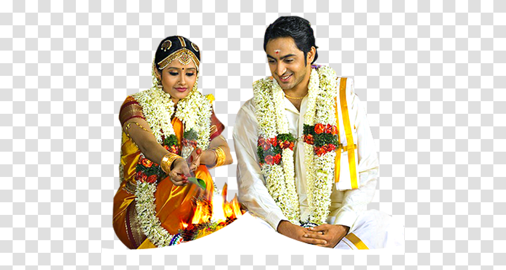 Tamil Groom And Bride, Plant, Person, Human, Ornament Transparent Png