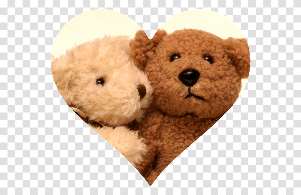 Tan And Brown Bears Hugging In Heart Cutout 2 Teddy Bears Cuddling, Toy, Plush, Sweets, Food Transparent Png