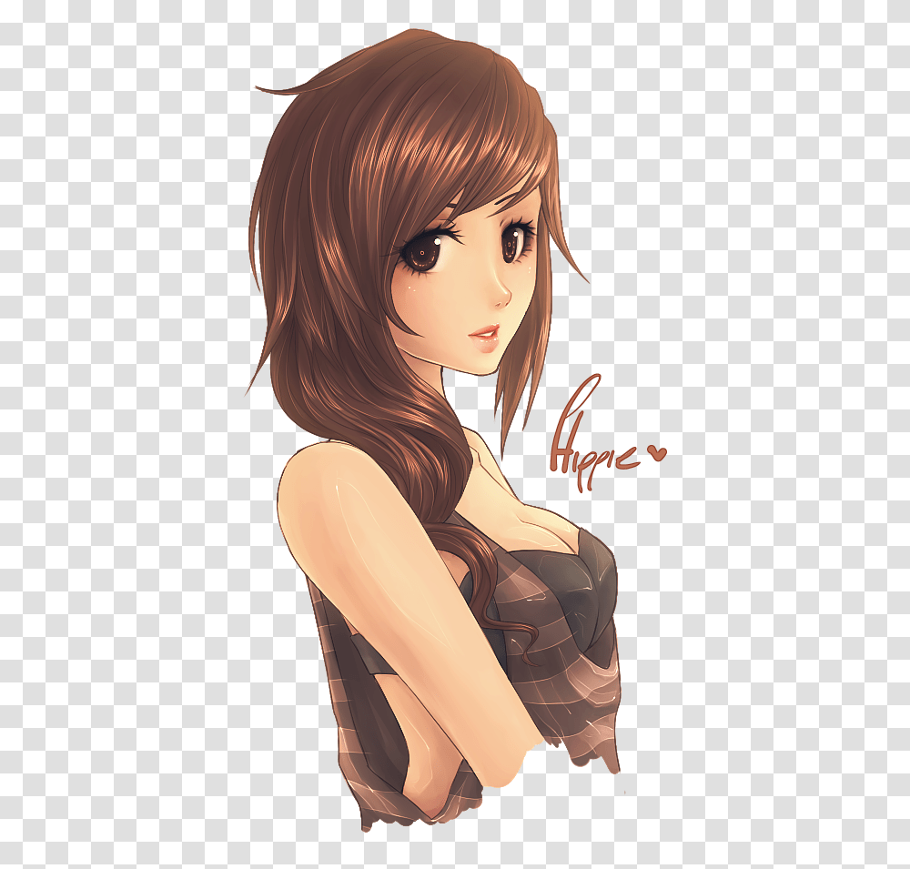 Tan Anime Girl With Brown Hair, Comics, Book, Doll, Toy Transparent Png