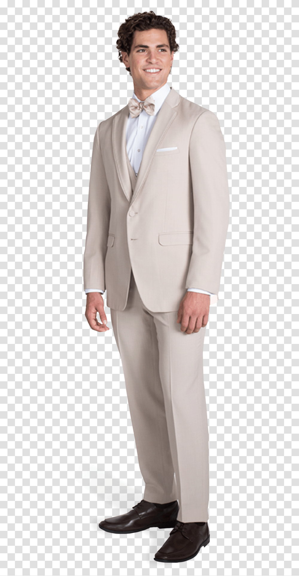 Tan Notch Lapel Suit Tuxedo, Overcoat, Person, Man Transparent Png