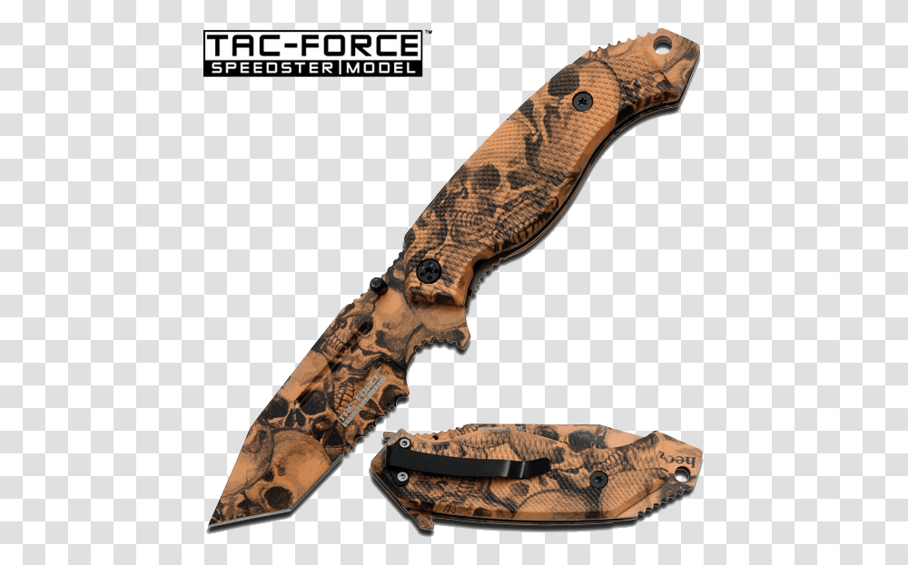 Tan Skull Camo Knife With Blood GrooveData Rimg Engraved Pocket Knives, Weapon, Weaponry, Blade, Lizard Transparent Png