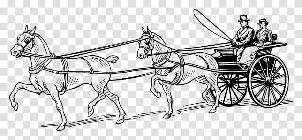 Tandem Carriage Clip Arts Horse Drawn Carriage Coloring Pages, Gray, World Of Warcraft Transparent Png