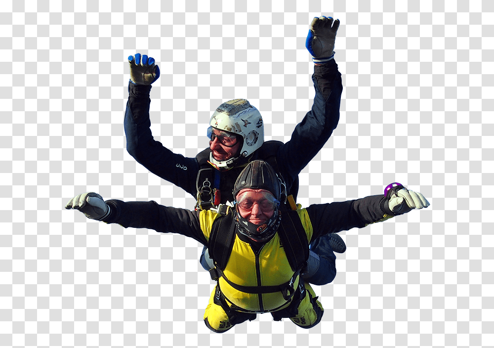 Tandem Parachute Jumpers Skydiving, Helmet, Adventure, Leisure Activities Transparent Png