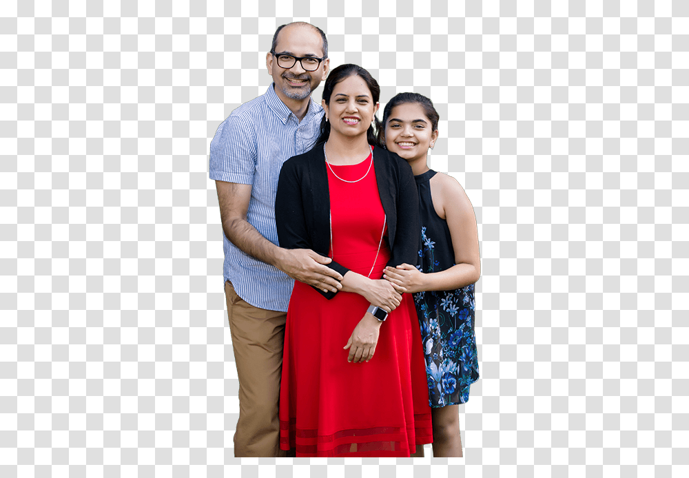 Taneja And Her Family Standing, Person, Evening Dress, Robe Transparent Png