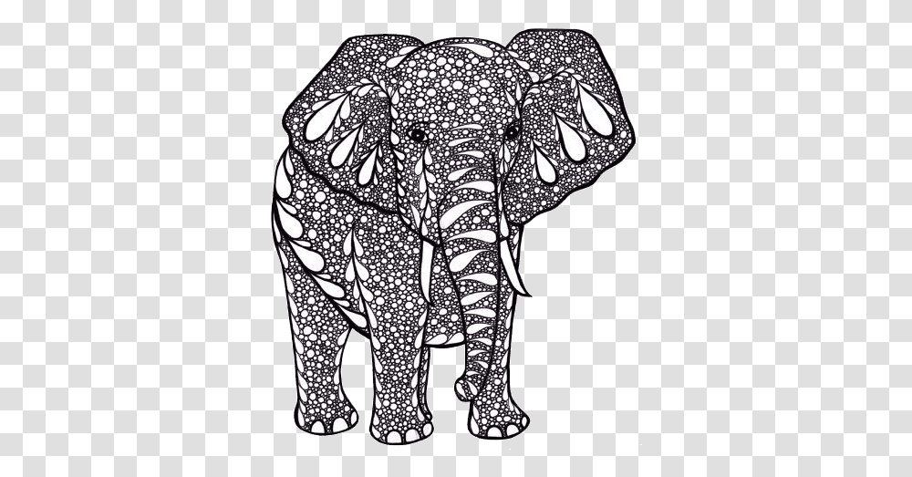 Tangle Drawing Elephant Black And White Printable Artwork, Doodle, Animal, Mammal, Wildlife Transparent Png