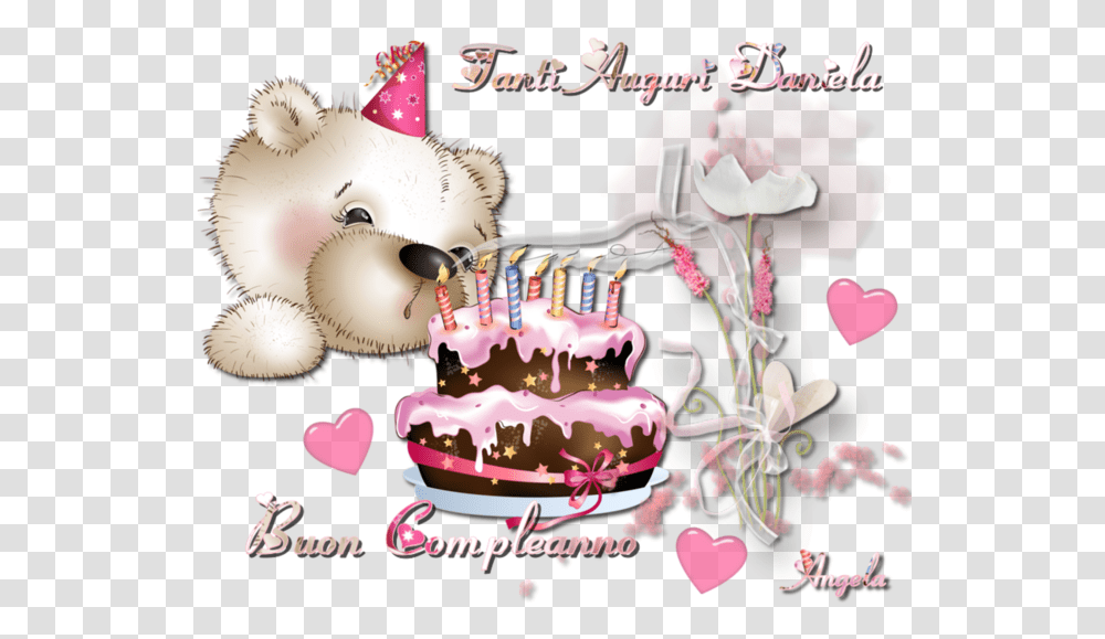 Tanti Auguri Buon Compleanno Daniela Happy Birthday Bear, Cake, Dessert, Food, Birthday Cake Transparent Png